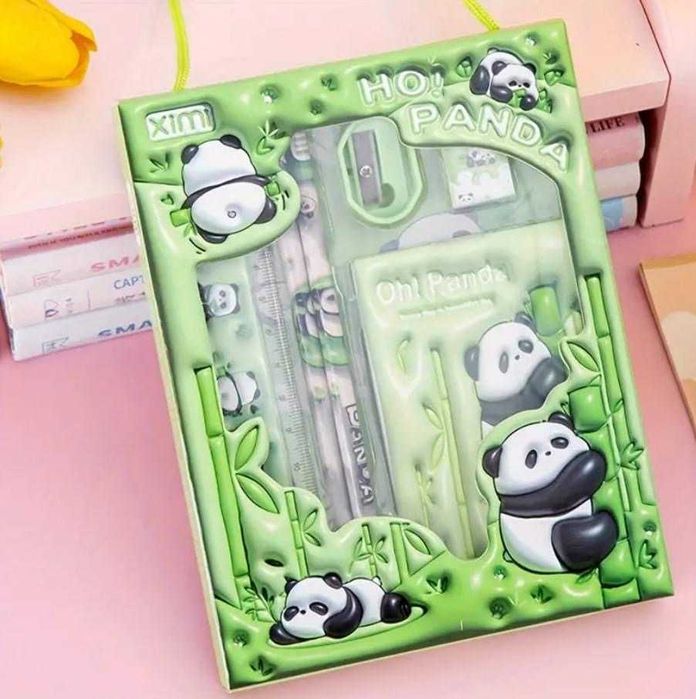 Комплект за ученици в розово и зелено