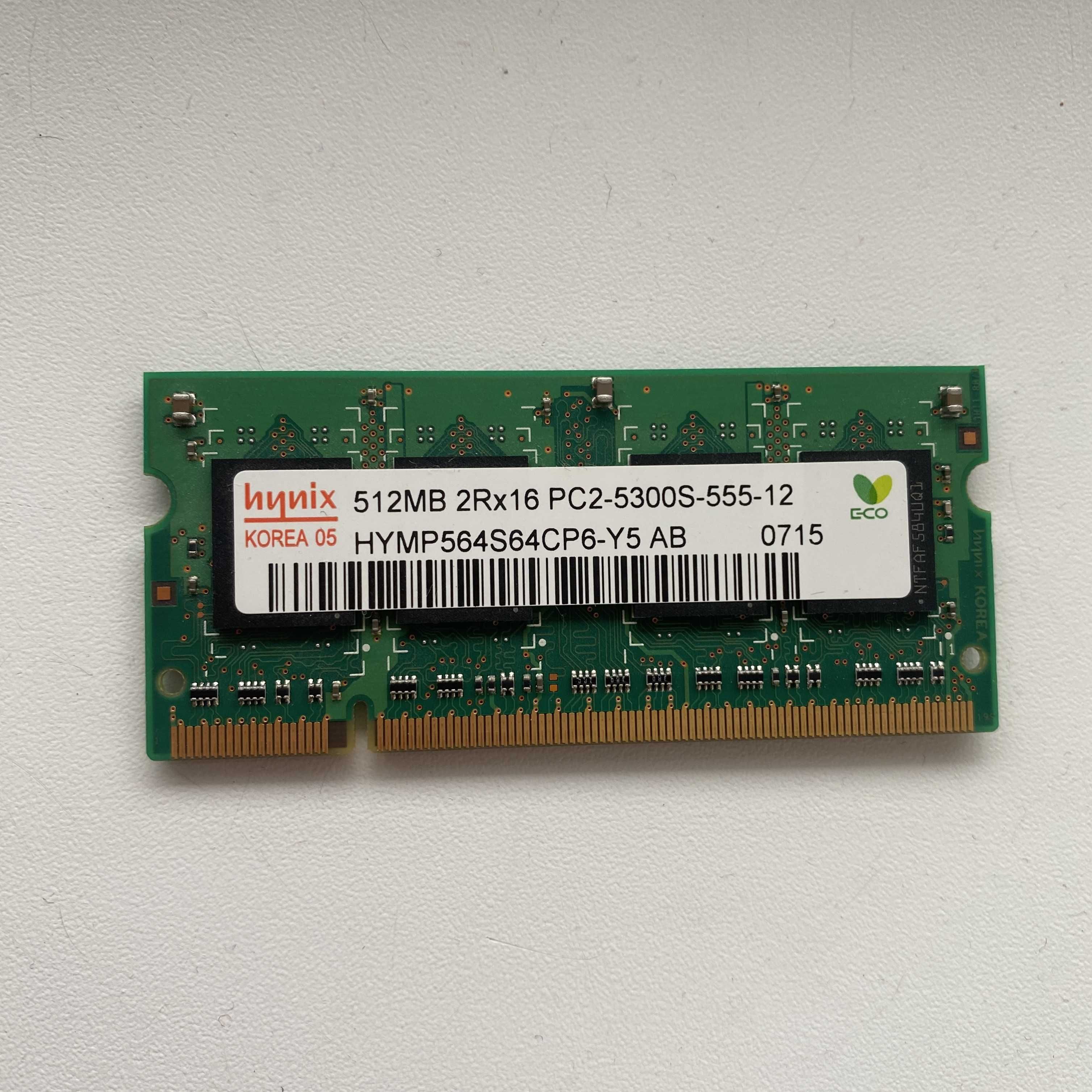 Memorie laptop RAM DDR2 SODIMM Hynix 512 MB 2Rx16 PC2 5300S 555 12
