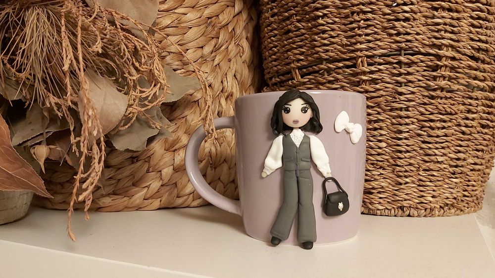 Cadou sotie/iubita cana papusa fimo handmade