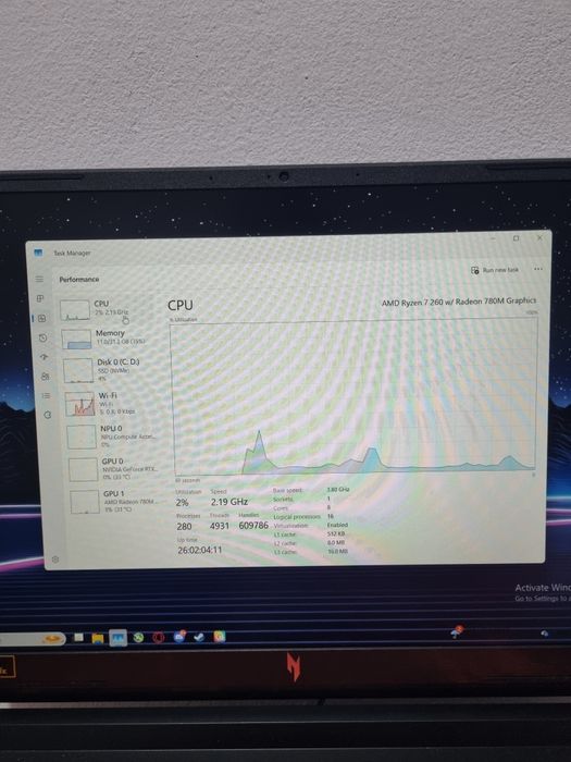 Геймърски лаптоп acer nitro v16 rtx5060 ryzen 7 260 32gb ram