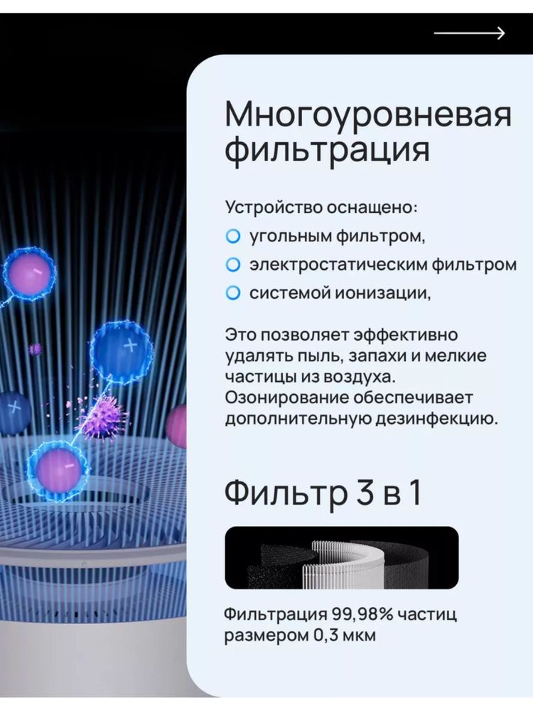 Очиститель воздуха воздухоочиститель Xiaomi havo tozalagich Elite
