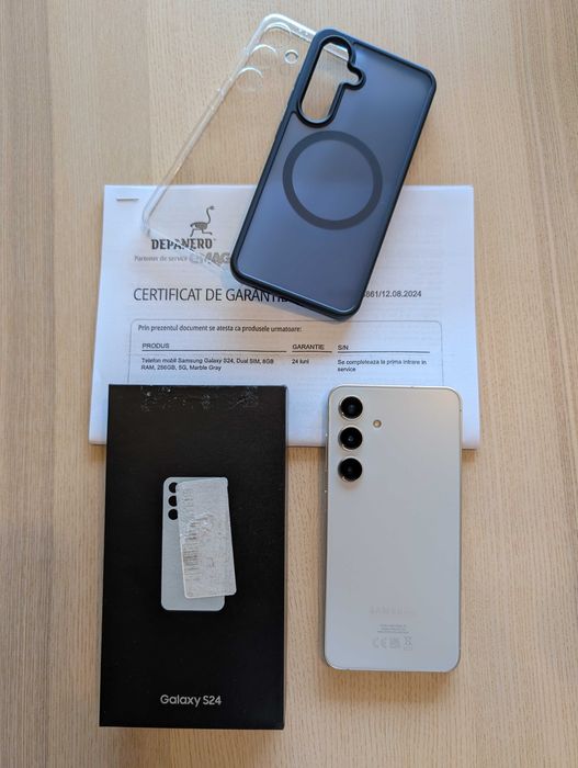 Samsung Galaxy S24, 256GB, Marble Gray, full box, în garanție