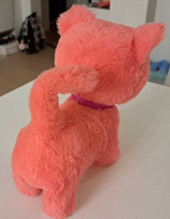 NORIEL - Pisica plus, merge, miauna, canta, da din coada, roz, 30 cm