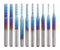 Set 10 freze, Carbura tungsten, nano blue, 1/8", 0.8-3.175 mm