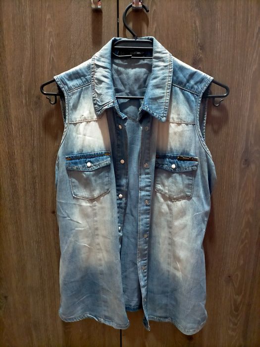 Дънкова риза без ръкав