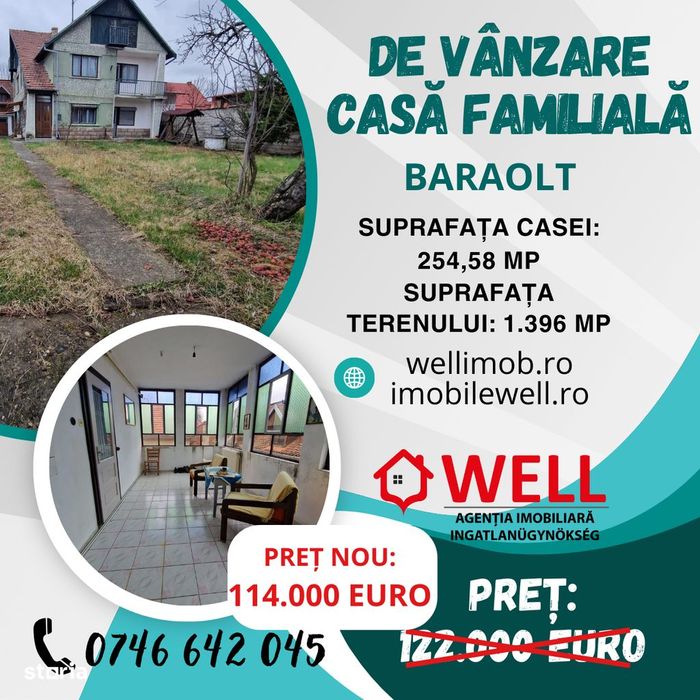 De vânzare casă familială în Baraolt, pe str. Kossuth Lajos.