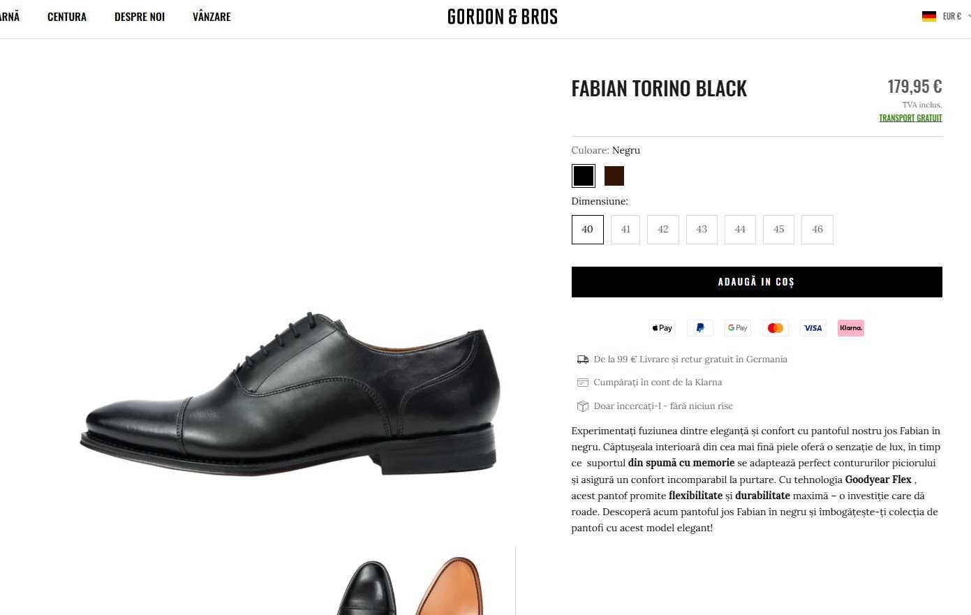 Pantofi derby 43 43.5 lucrati manual Gordon & Bros piele Goodyear Welt
