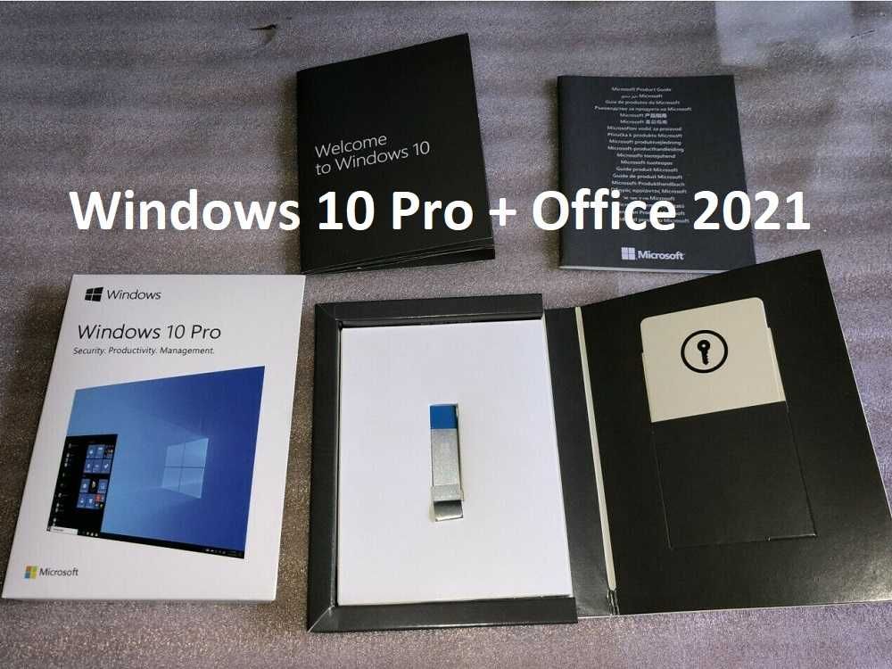 Stick USB bootabil Windows 10 Pro + Office 2021 nou cu licenta retail