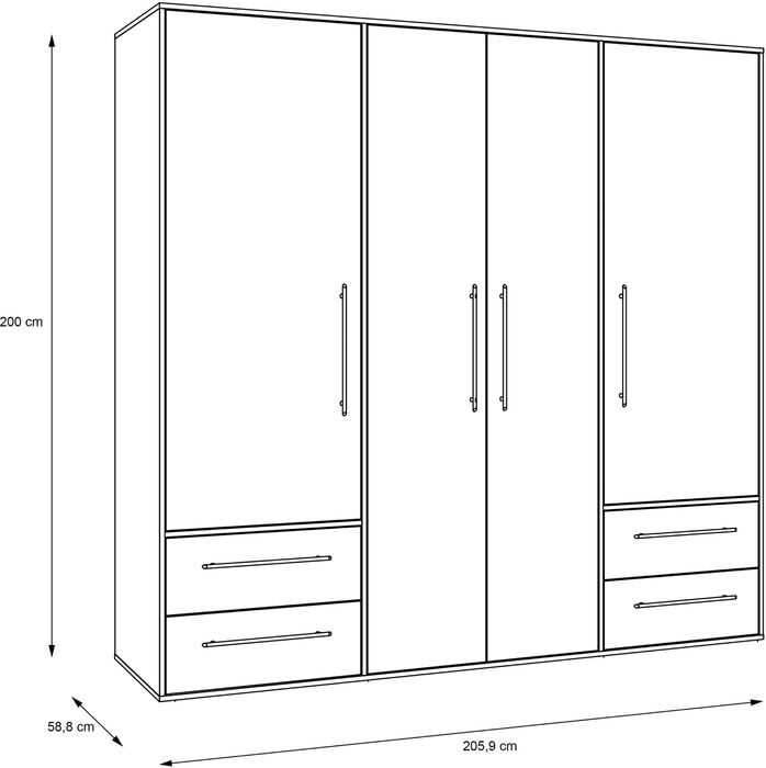 Dulap Tendency , Alb-Gri, 205.9 cm latime