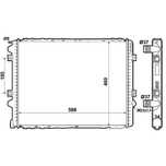 Radiator racire Renault Mascott, 09.1999-04.2005, Motorizare 2,8 D 62kw Cu Ac; 2,8 D 78kw Cu/Fara Ac; 2,8 Dci 92/107kw Cu/Fara Ac Diesel, cutie Manuala, dimensiune 588x458x32mm, Cu lipire fagure prin braza