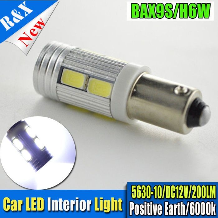 2 броя габарити BAX9S 10 LED диода с лупи, крушка, H6W-DC 12 V крушки