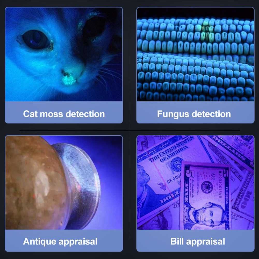 UV фенер 365nm за проверка на хартиени пари, документи, камъни