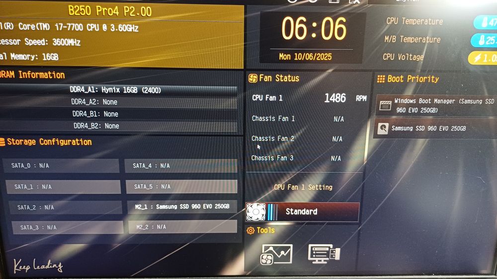 Kit Asrock B250Pro4+Intel Core I7 7700+16ddr4+SSD256+Cooler HDMI M2