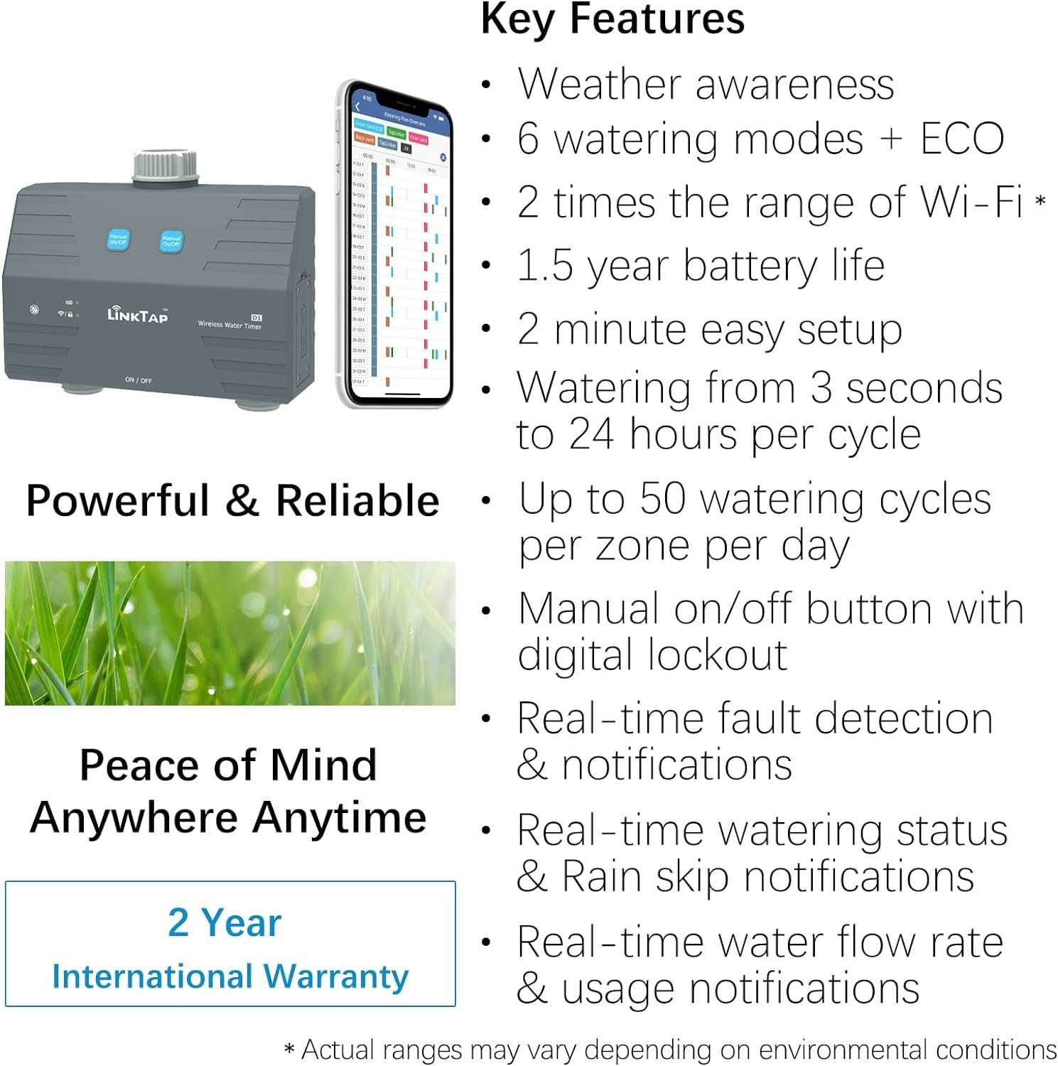 Sistem de Irigatie Smart, Controlabil din App, Temporizator LinkTap