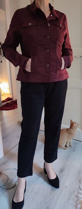 Geacă denim  pentru femei, SA HARA blue, rosu burgundiu, cu eticheta