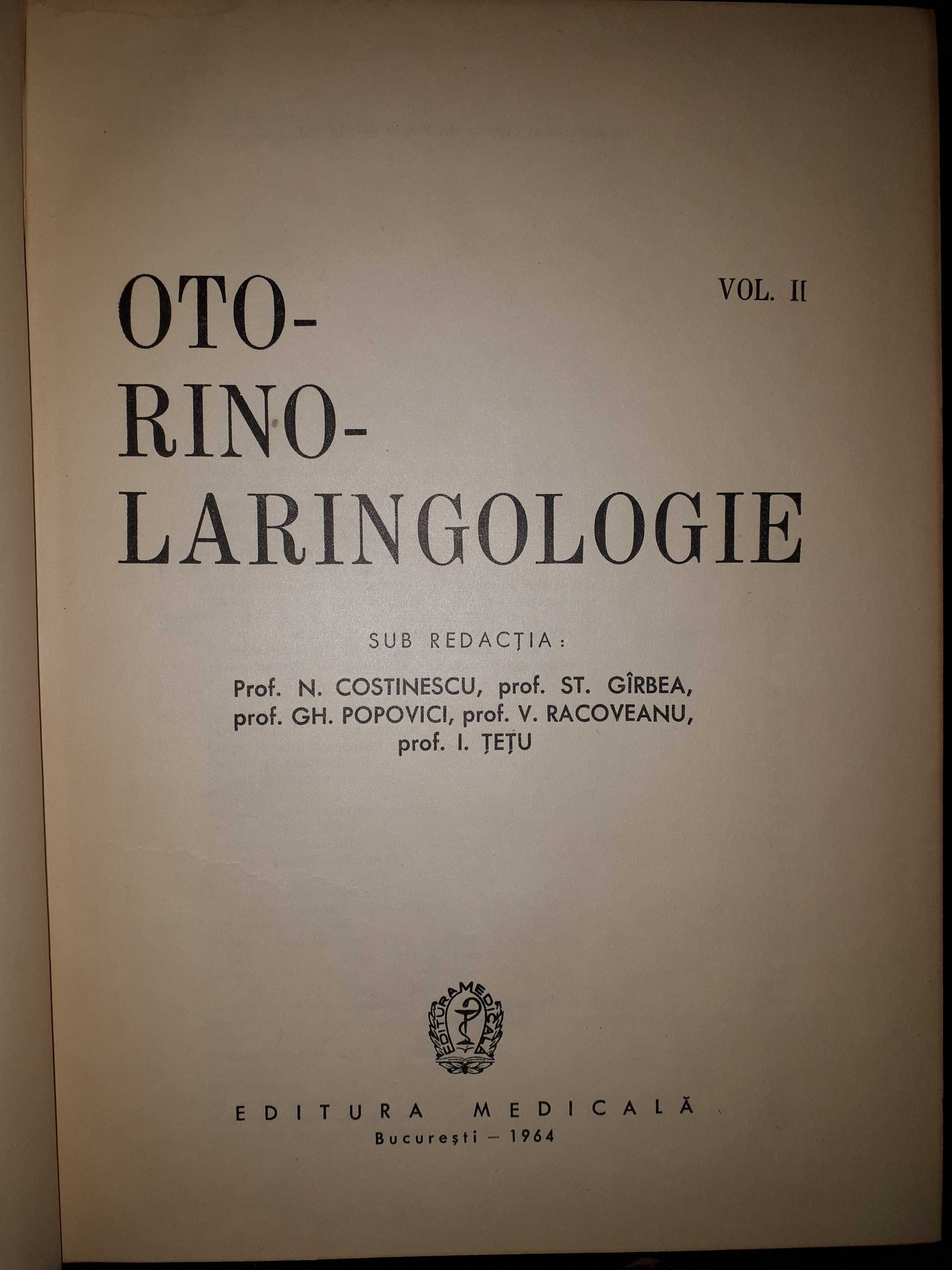 OTO-RINO-LARINGOLOGIE, vol. II, Costinescu, Girbea, Popovici...