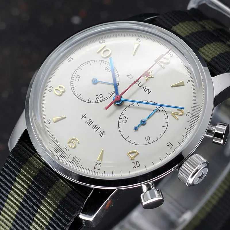 Ceas 42 mm Safir Cronograf RED STAR Pilot 1963 Seagull ST19