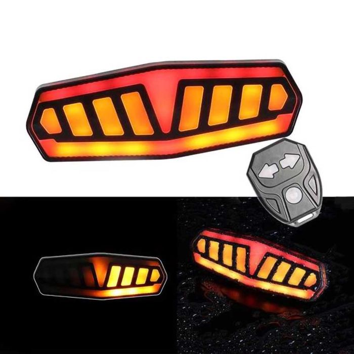 Задна LED светлина с МИГАЧИ, Безжично управление, Звуков сигнал, USB