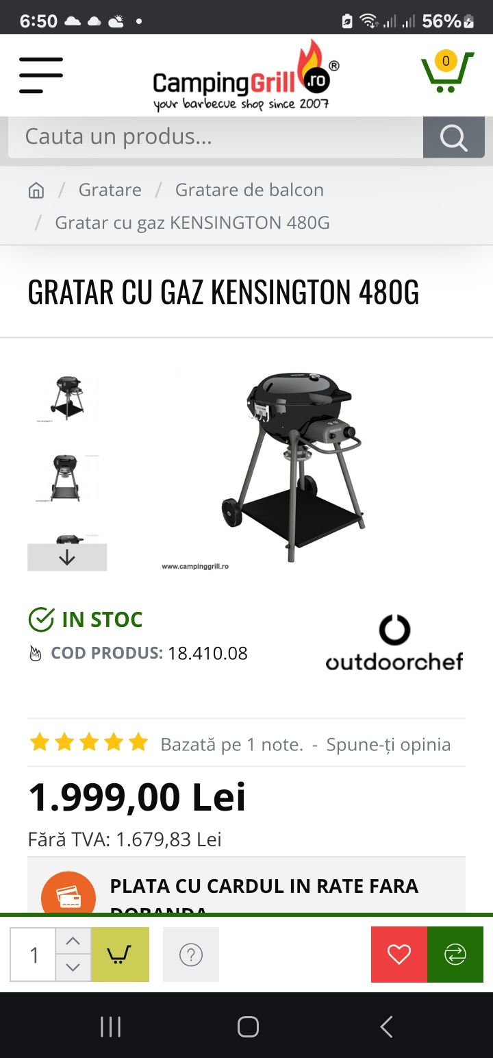 Vand gratar cu gaz KENSINGTON 480G