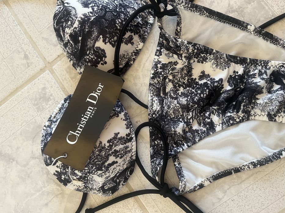 Costum de baie negru cu alb Christian Dior