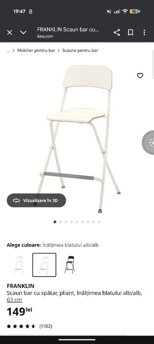 Scaun înalt de bar ikea