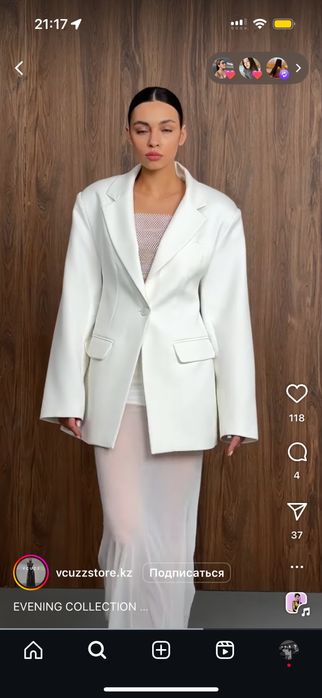 Элегантный дизайнерский белый пиджак от VCUZZSTORE