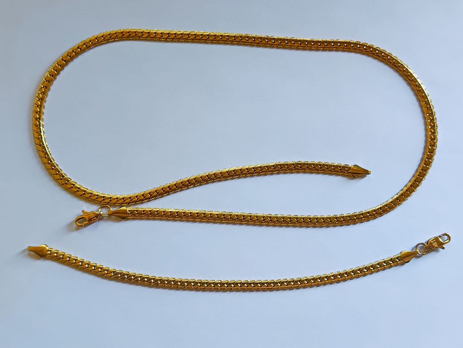 Colier unisex argint 925 placat aur 18k + brățară cadou