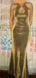 Rochie lunga auriu sclipitor (jerse elastic) marime S