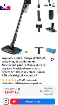 Aspirator vertical Philips Aqua Plus XC8055/01