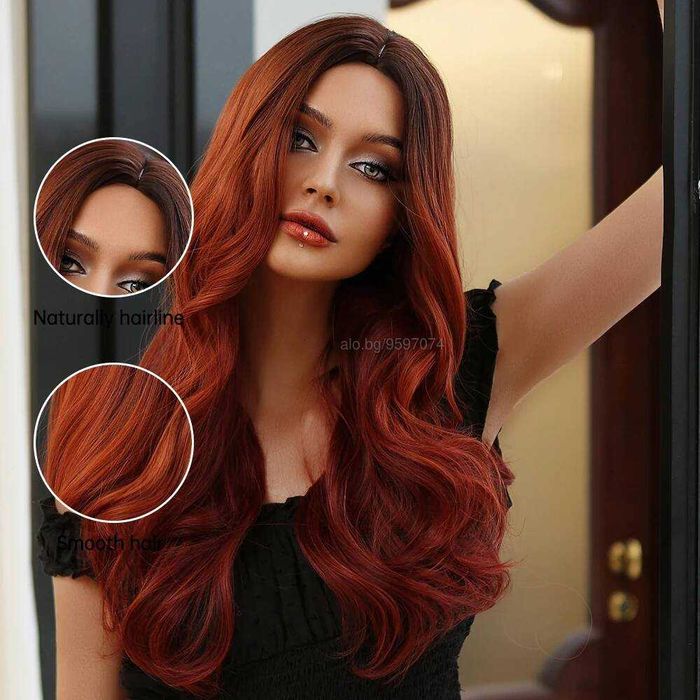 Ефектна омбре оранжева перука с тъмни корени на път