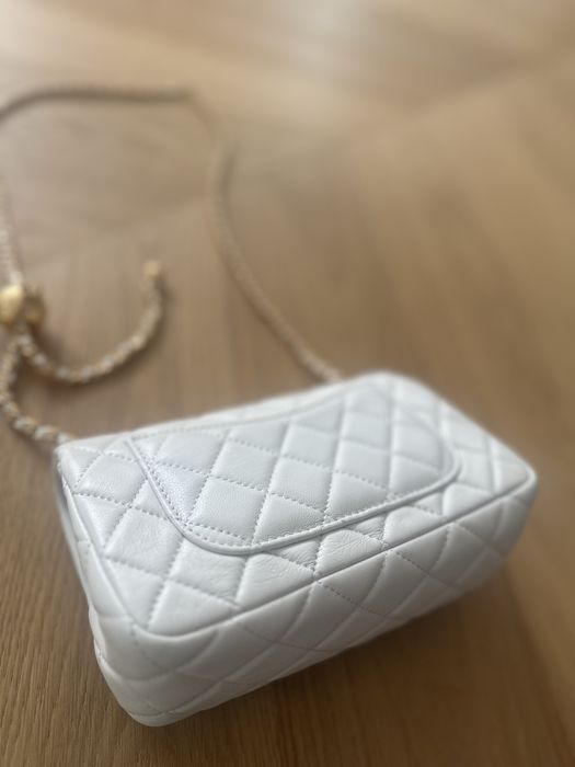 geanta piele naturala alba