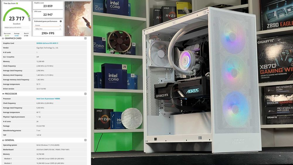 PC i9 14900K Aio 420MM RTX 4070 Ti Aorus Elite 32gb 6400mhz RM1000