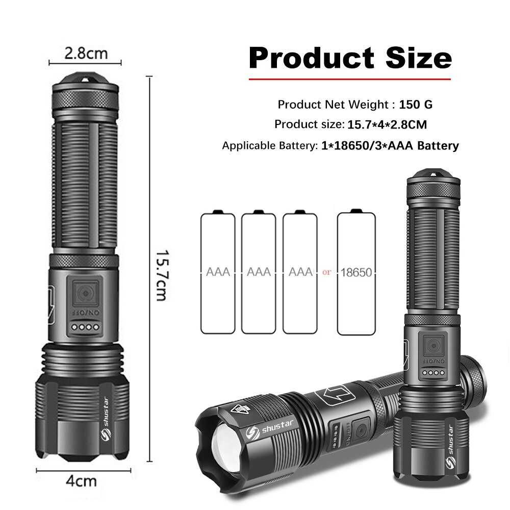 Lanternă LED Super Bright 4 Core P70.2 cu afișaj baterie reincarcabila