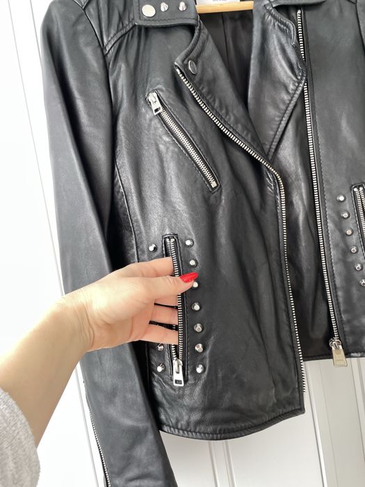 Geaca biker de piele Mango, XS