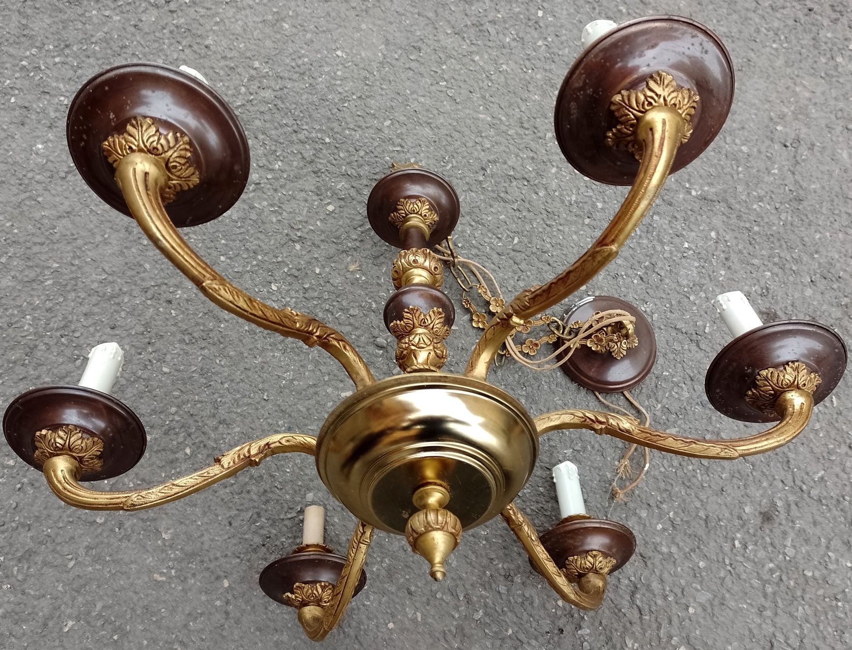 Candelabru antic cu 6 brate in stilul francez Empire din bronz masiv p