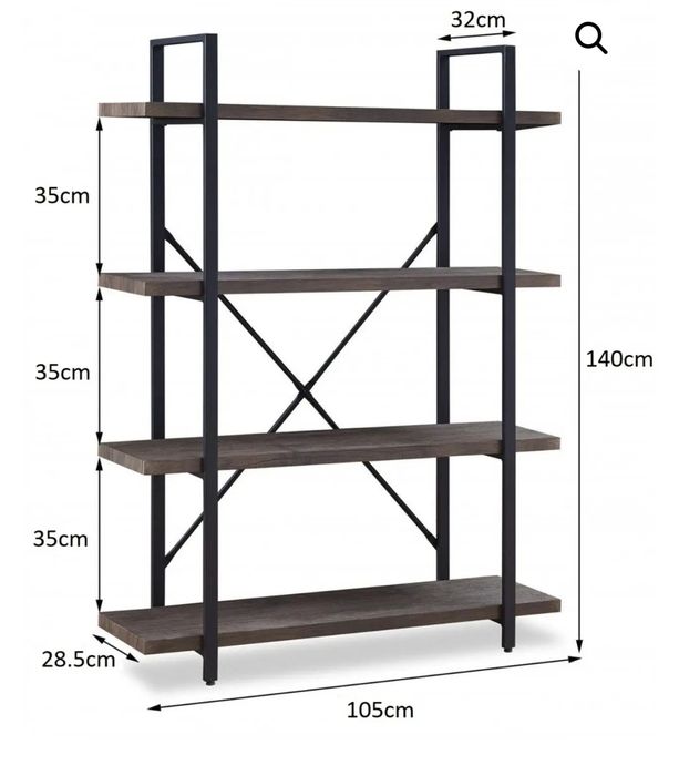 Стенен шкаф, метален дървен индустриален дизайн височина 140см бял