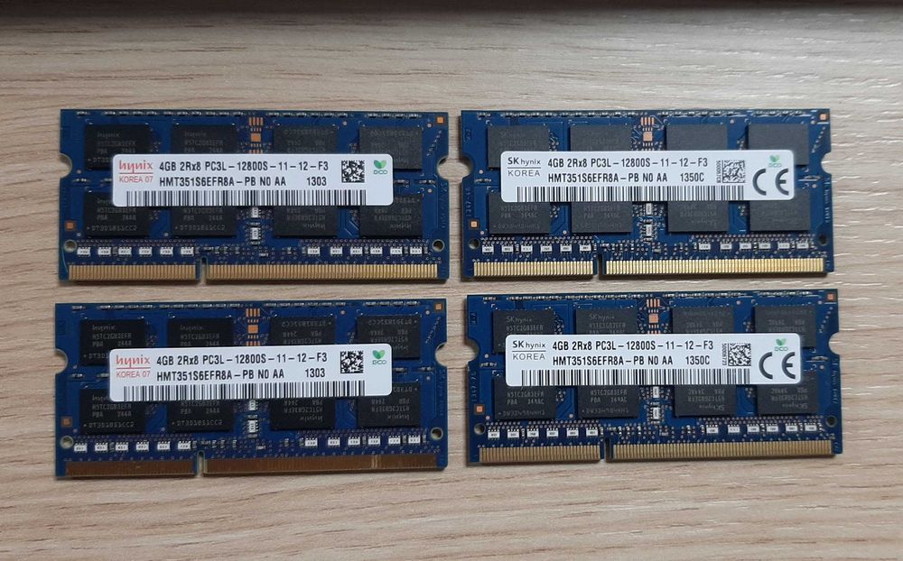 2x 4GB DDR3 Memorie ram SODIMM marca Hynix pt laptop, 1600Mhz