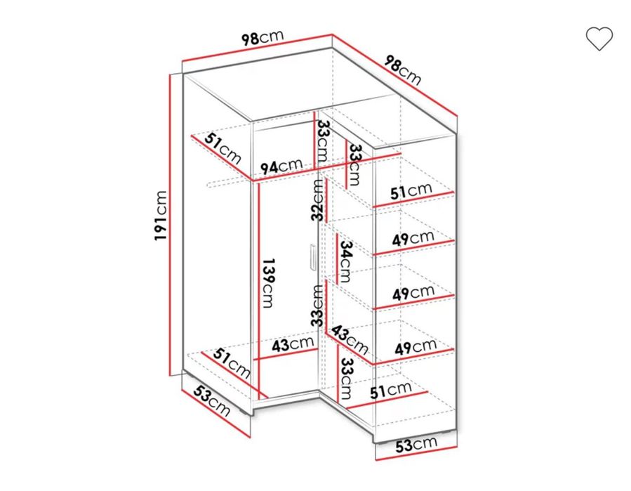 Dulap de colț Novduni 116 (Alb)