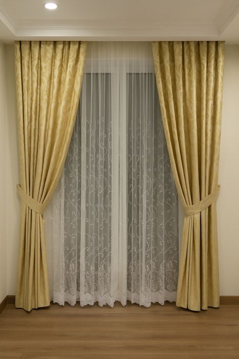Yasin collection tayyor yangi pardalari, komplekt fon + tyul, Готовый