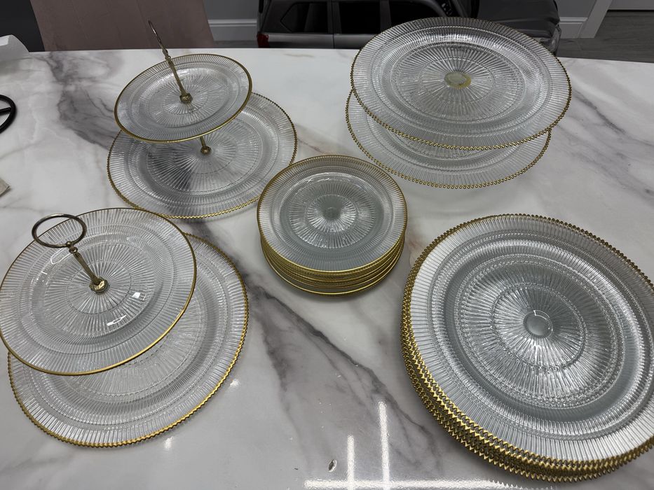 Стеклянная посуда рефленная и фужеры