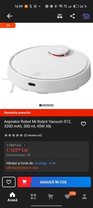 Xiaomi Robot aspirator cu funcție mop