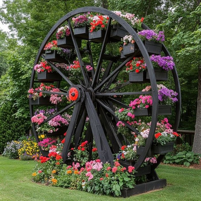 Suport flori tip carusel pentru gradina