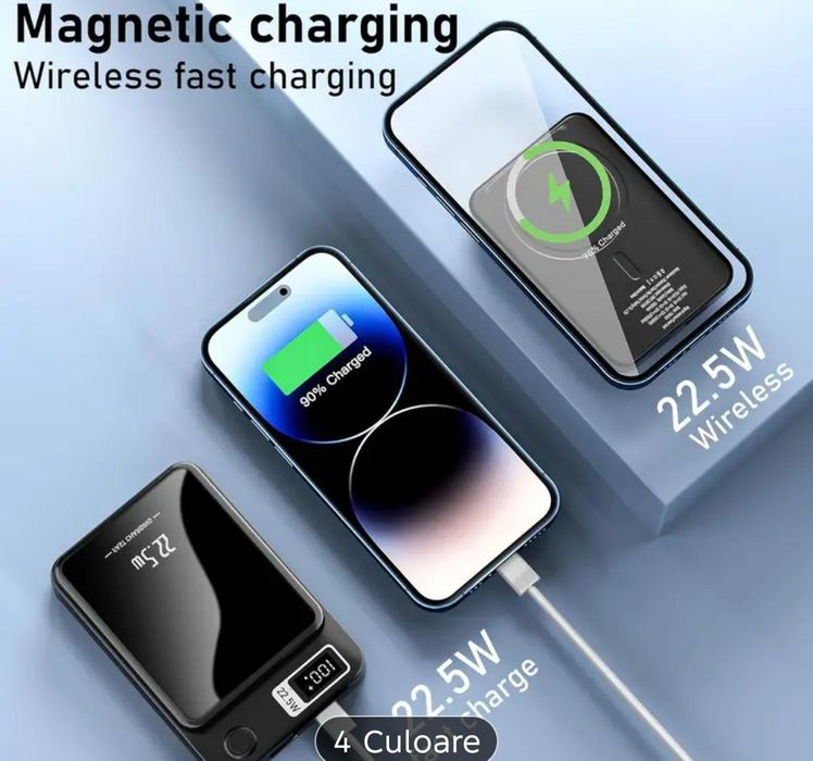 Acumulator Baterie Externa Powerbank wireless cablu 10000mah magnetic
