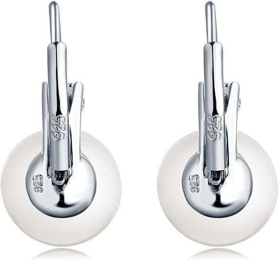 Изящни Сребърни Обеци проба 925 с Цирконий и Бяла Перла 8 мм