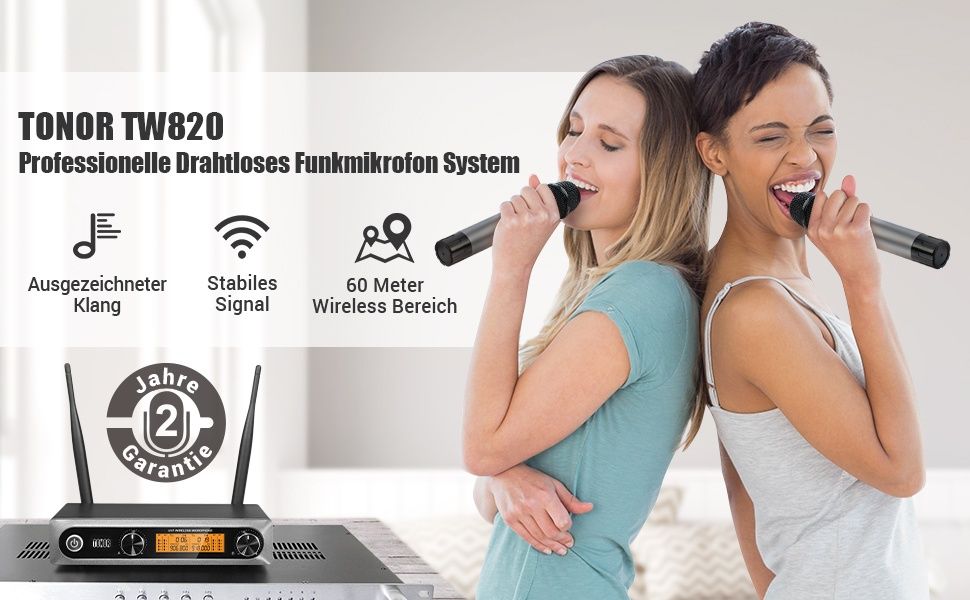 Комплект 2бр професионални безжични микрофона с приемник, TONOR TW820