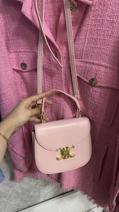 Розовая сумка Celine с тремя отделениями — новая