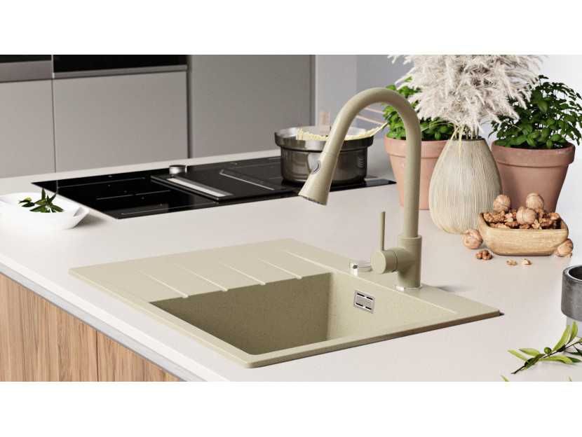 Кухненска Мивка от Гранит модел Сидни 620 x 500 Компакт - Бежова