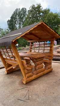 Foisoare din lemn masiv , Leagane , masa , scaune , banca , terasa