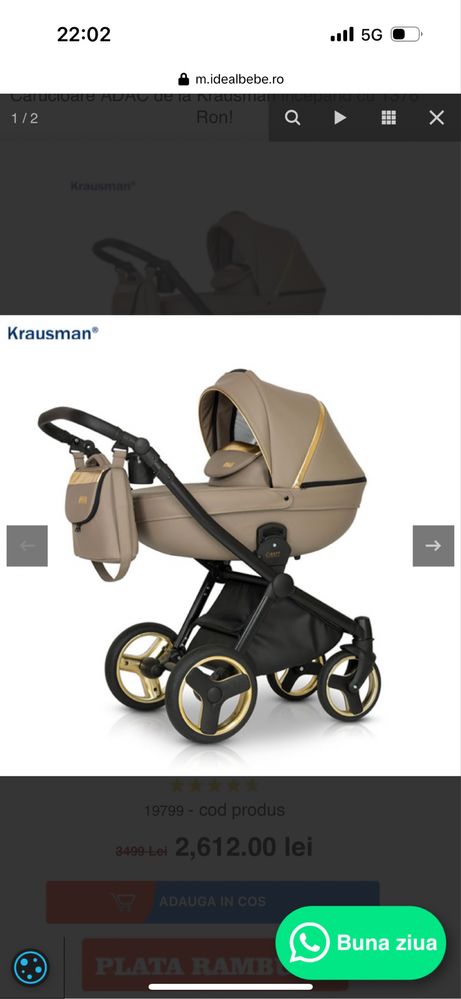 Carucior Krausman 3 in 1 Prime Mirage Gold