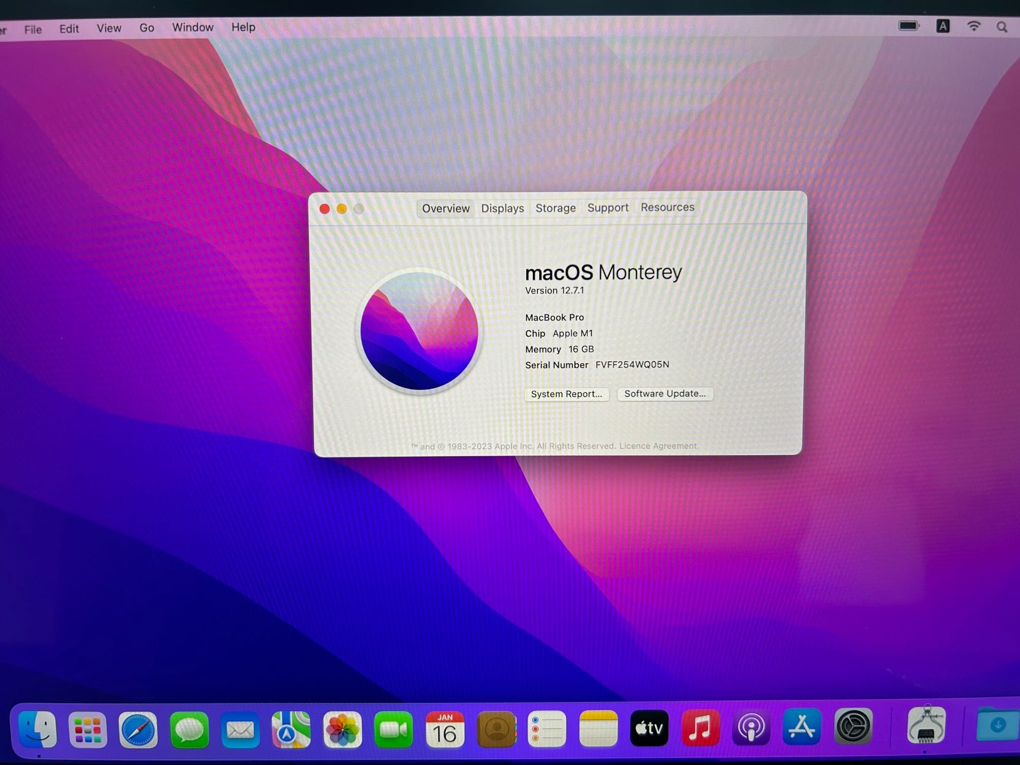 MacBook Pro 13" M1 Chip 8-Core CPU, 8-Core GPU, 16GB RAM, 512 SSD